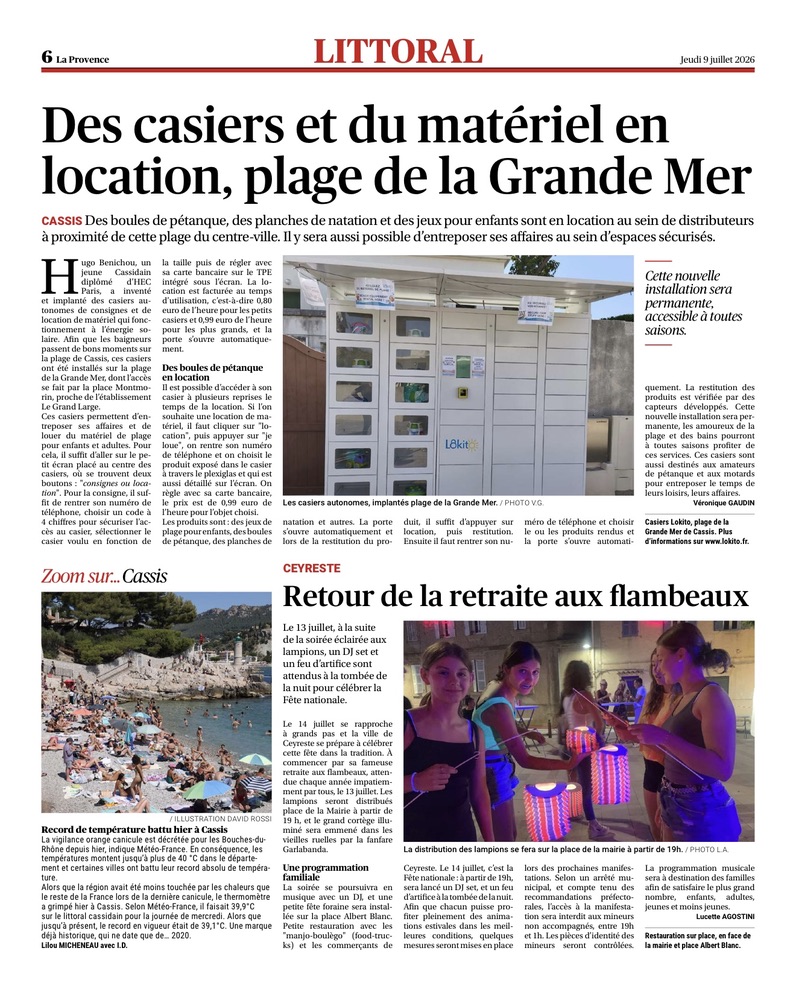Bilan de l'été 2026 à Cassis : LOKITO valide avec succès le besoin de consignes connectées sur les plages